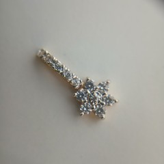 14k Gold And Cubic Zirconia Vintage Chain Floral Star Pendant