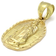 Mens 18k Gold Plated Guadalupe Hip-Hop Pendant 6mm Cuban Chain Necklace