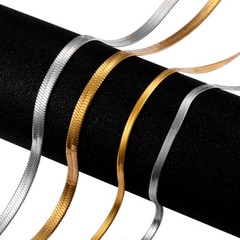 2 Colors Women Men 2-5mm Stainless Steel 18k Gold Plated Herringbone Snake Chain