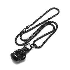 Men’s Black Jewelry 3D Boxing Glove Charm Stainless Steel Pendant Necklace