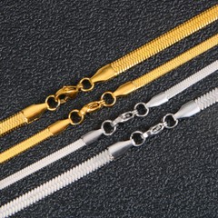 2 Colors Women Men 2-5mm Stainless Steel 18k Gold Plated Herringbone Snake Chain