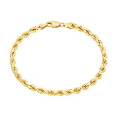 10K Yellow Gold 2mm-7mm D/C Rope Chain Bracelet Men Women 7″ 7.5″ 8″ 8.5″ 9″
