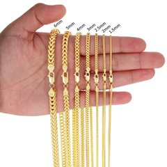 10k Yellow Gold 1.5mm-6mm Franco Box Necklace Bracelet Chain Mens Womens 7″- 30″