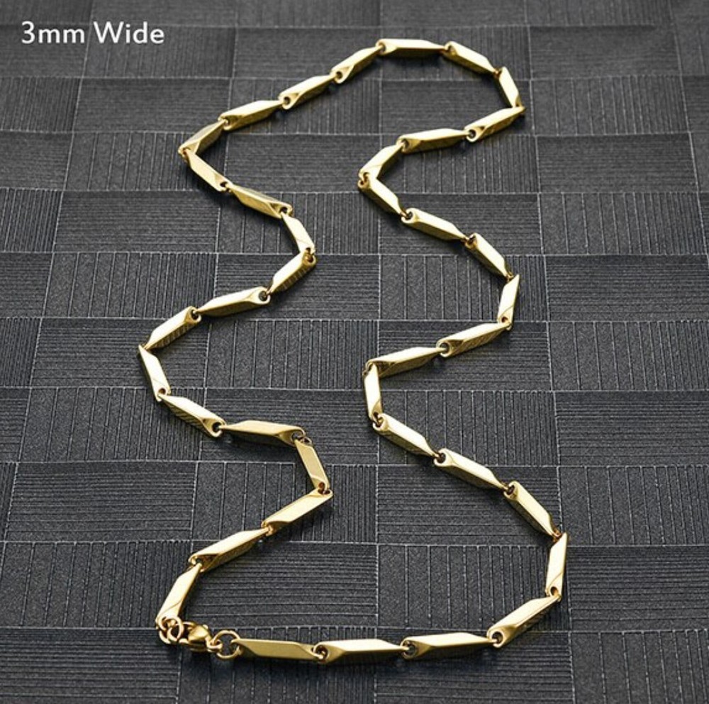 Gold Stainless Steel 50cm(19.7 in) 3mm Rhombus Chain with lobster clasp