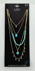 New Juliet Layered Necklace Set – Gold Tone Chains with Turquoise Beads